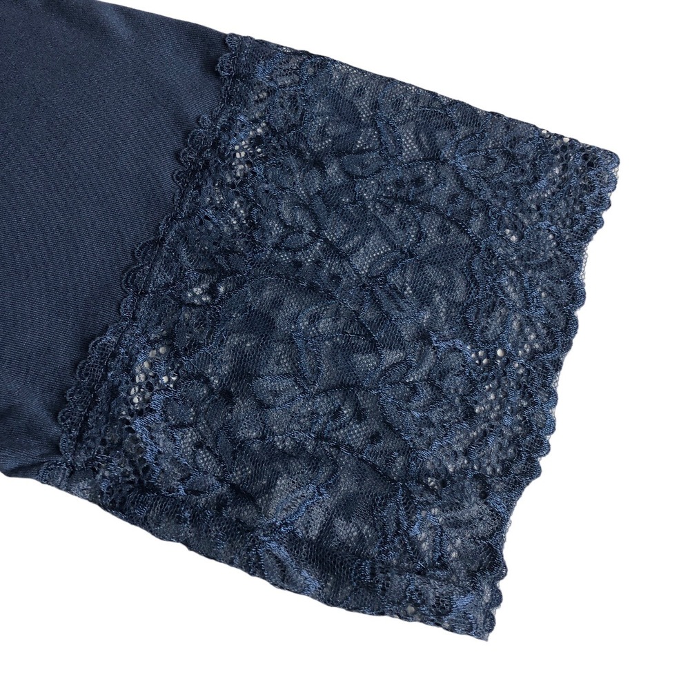 Beyond Capri Tunic Top Womens OS Blue Oversized Lace Hem Lagenlook Boho Italy - Picture 8 of 16